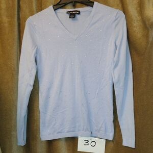 DKNY Jeans Light Blue V-Neck Sweater, Size XS